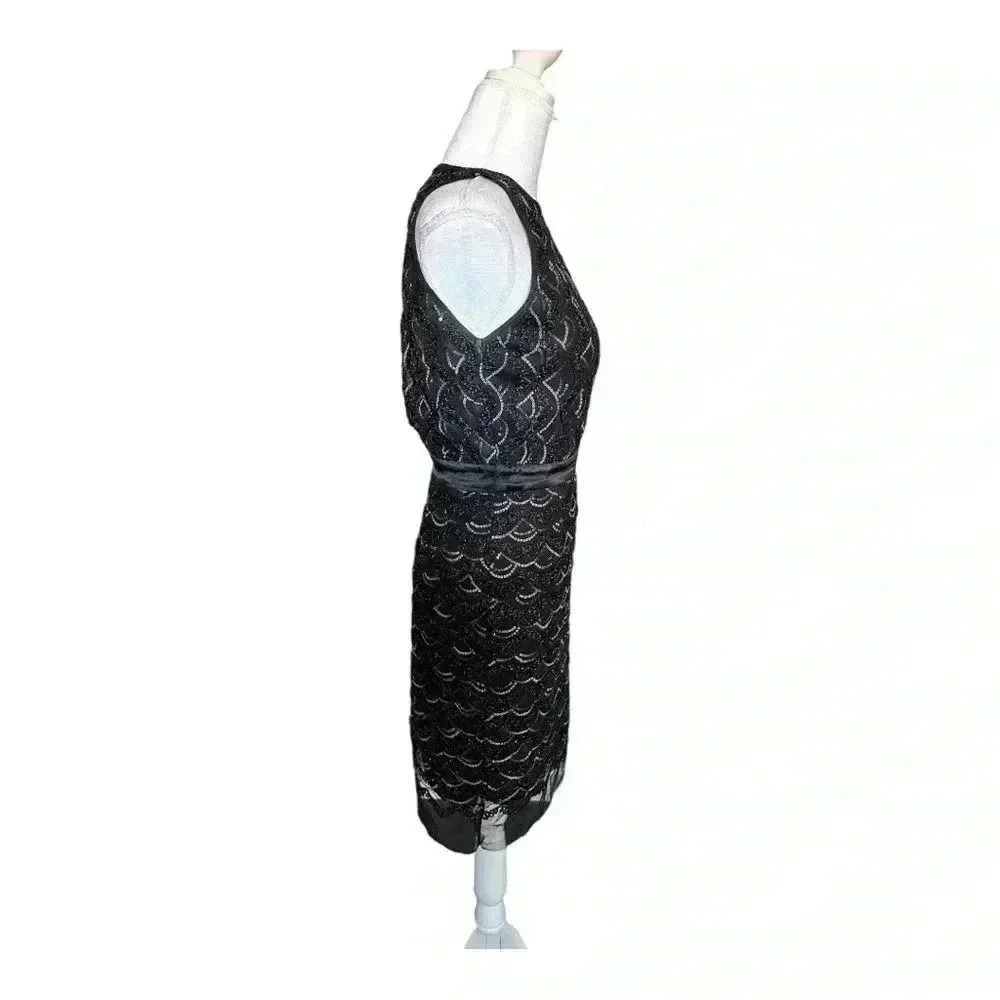 TFNC High Neck Mini Scallop Black & Silver Sequin Fitted Dress Women’s 6 - Picture 8 of 11